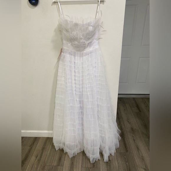 Anthropologie Mac Duggal Kylie Strapless Ruffle Wedding Dress‎ Gown Maxi Sz 6 - Picture 2 of 9